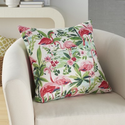 Waverly Flamingos Multicolor 20" x 20" Polyester Throw Pillow