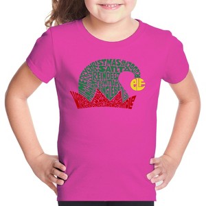 LA Pop Art Christmas Elf Hat - Girl's Word Art T-Shirt - 1 of 4