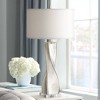 360 Lighting 32 1/4" Tall Twist Large Modern Luxe End Table Lamp Crackle Silver Finish Mercury Glass Single White Shade Living Room Bedroom Bedside - 2 of 4