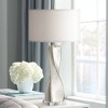 360 Lighting 32 1/4" Tall Twist Large Modern Luxe End Table Lamp Crackle Silver Finish Mercury Glass Single White Shade Living Room Bedroom Bedside - image 2 of 4