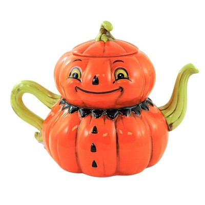 Tabletop 6.25" Jack-O-Lantern Tea Pot Pumpkin Johanna Parker Transpac  -  Beverage Servers