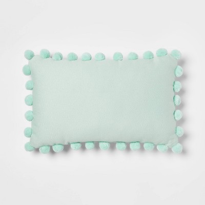 Image of Oblong Pom-Pom Throw Pillow Mint - Pillowfort™