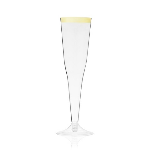 True Party Gold Rimmed Champagne Flutes, Disposable Stemmed Clear Plastic  Glasses For Sparkling Wine Outdoors Parties, 5.5 Oz Set Of 12, Clear :  Target