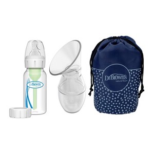 Dr. Brown's Silicone One-Piece Breast Pump with Anti-Colic Options Bottle and Travel Bag - 4oz - 1 of 4