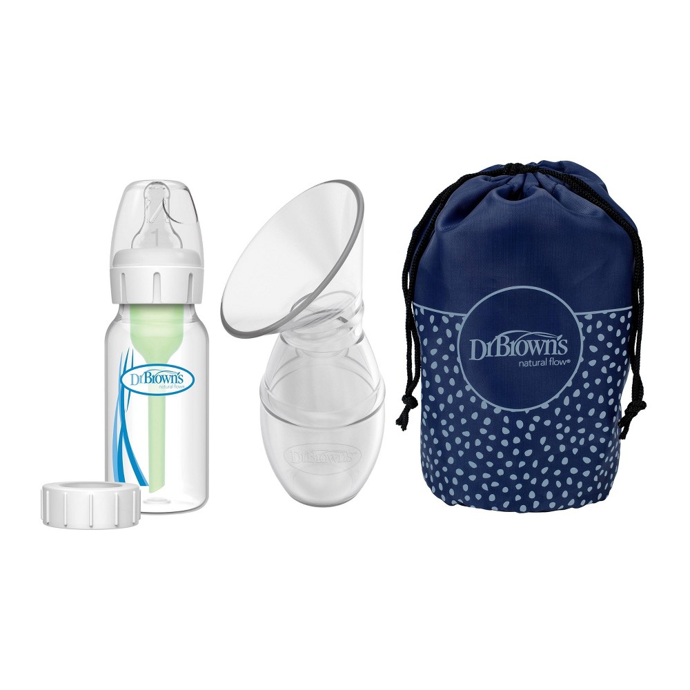 Dr. Brown's Silicone One-Piece Breast Pump with Anti-Colic Options Bottle and Travel Bag - 4oz