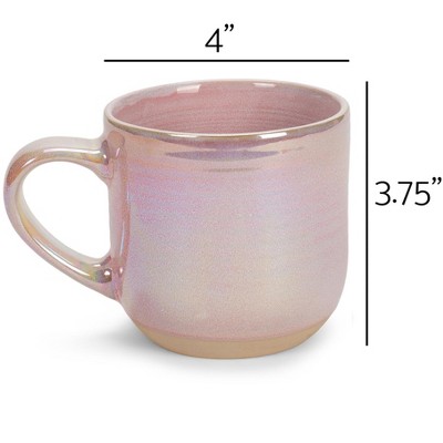 Pink Iridescent Ceramic 12 oz Coffee Mugs Set of 4