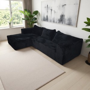 L-Shaped Corduroy Cloud Modular Sectional Sofa with Chaise - 1 of 4