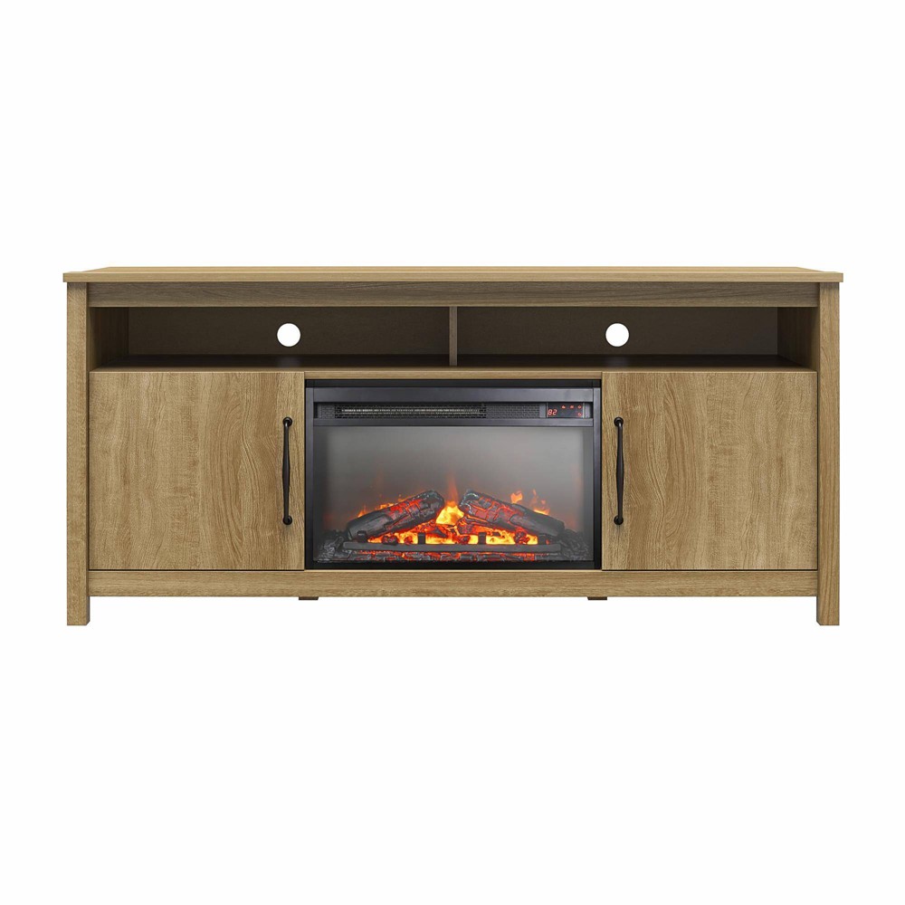 Aberdeen Electric Fireplace and TV Stand for TVs up to 65"" Light Brown - Room & Joy -  86691034