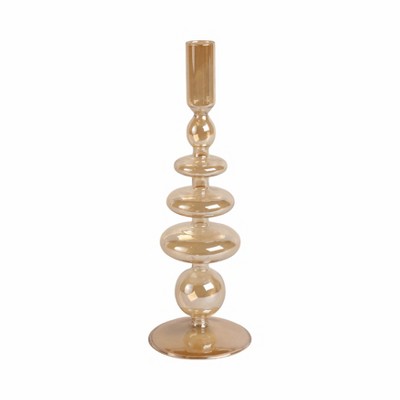 Glass Taper Candle Holder - Elegant Modern Boho Glass Candle Stand for Home, Office, Bedroom, or Living Room