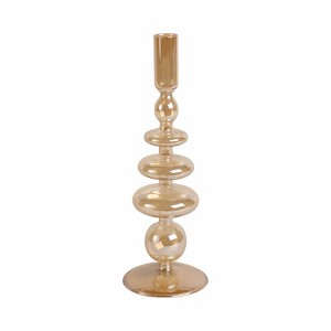 Glass Taper Candle Holder - Elegant Modern Boho Glass Candle Stand for Home, Office, Bedroom, or Living Room - 1 of 4