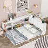 Full Size Floor Bed with L-shaped Bookcases and Sliding Doors - 2 of 4
