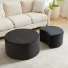 MOEPISY Nesting Coffee Table Set of 2,Upholstered Round Coffee Tables Set of 2 for Living Room, Modern Foam Round Coffee Table Black - 3 of 4