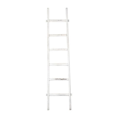 Sagebrook Home Tall Blanket Ladder, Decorative Freestanding Wooden Ladder For Quilt Storage, White, 19 L x 2 W x 76 H Inches