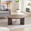 KIGFTSOD Round Coffee Table Wood Surface and Black Metel Feet - 3 of 4