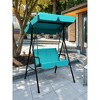 55.5"2 Person Weather Resistant Canopy Swing for Porch Garden Backyard Lawn,Blue - 2 of 4