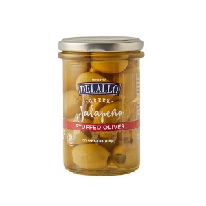 DeLallo Jalapeño Stuffed Green Greek Olives, 5.8 oz Jar, (6 Pack) - 1 of 4