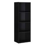 Hodedah Import 12 x 16 x 47 Inch 4 Shelf Bookcase and Office Organizer Solution for Living Room, Bedroom, Office, or Nursery, Black Finish