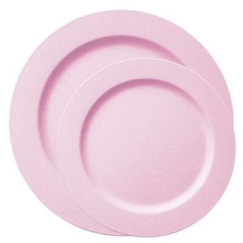 Smarty Had A Party Matte Pink Round Disposable Plastic Dinnerware Value Set (120 Dinner Plates + 120 Salad Plates)