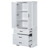 68.90"Tall Bathroom Storage Cabinet, Cabinet with Two Doors and Drawers, Adjustable Shelf, MDF Board, White - 4 of 4