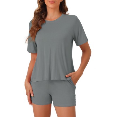 cheibear Women's Comfy Lounge Boxy T-Shirt and Sleep Shorts Set