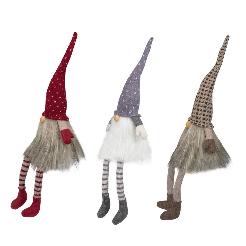Northlight Set of 3 Sitting Christmas Gnomes with Dangling Legs 20", 2 of 5
