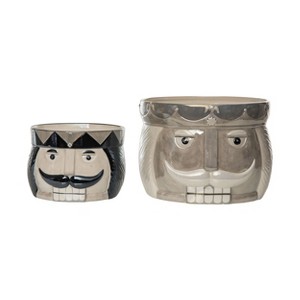 Transpac Ceramic Elegant Nutcracker Entertaining Bowl Set of 2 Christmas Home Decorations - 1 of 1