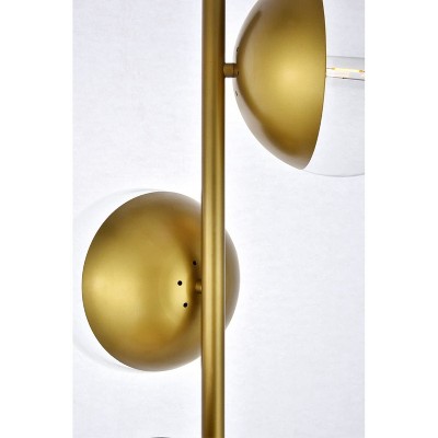 Eclipse 3-Light Brass Floor Lamp with Clear Glass Shades