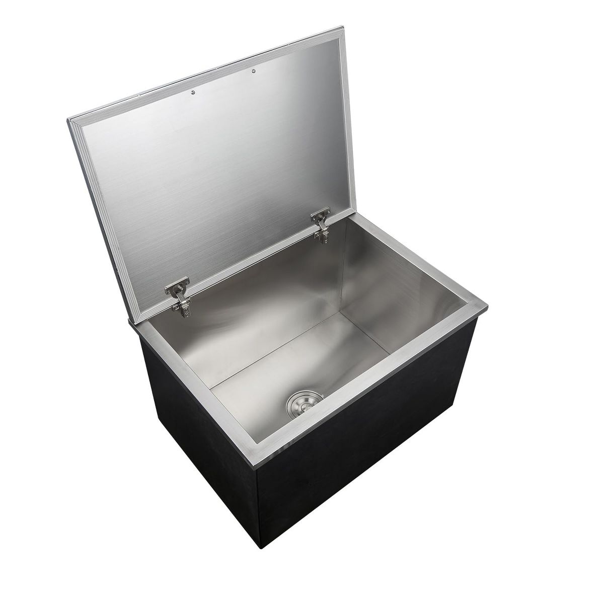 Drop-In Ice Chest, 304 Stainless Steel Insulated Cooler with Flip Lid and Drain, 28x18x17 Inch Large Capacity Outdoor Bar Kitchen Commercial Use