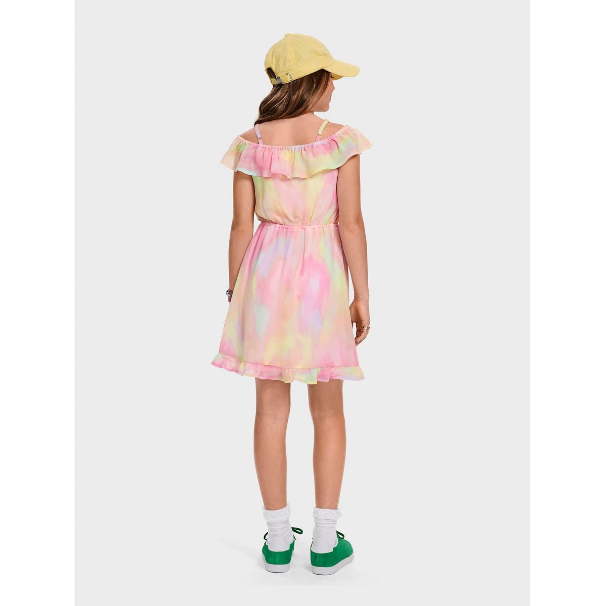 The Children's Place Girls Sleeveless Rainbow Tie Dye Off Shoulder Dress - thumbnail 2