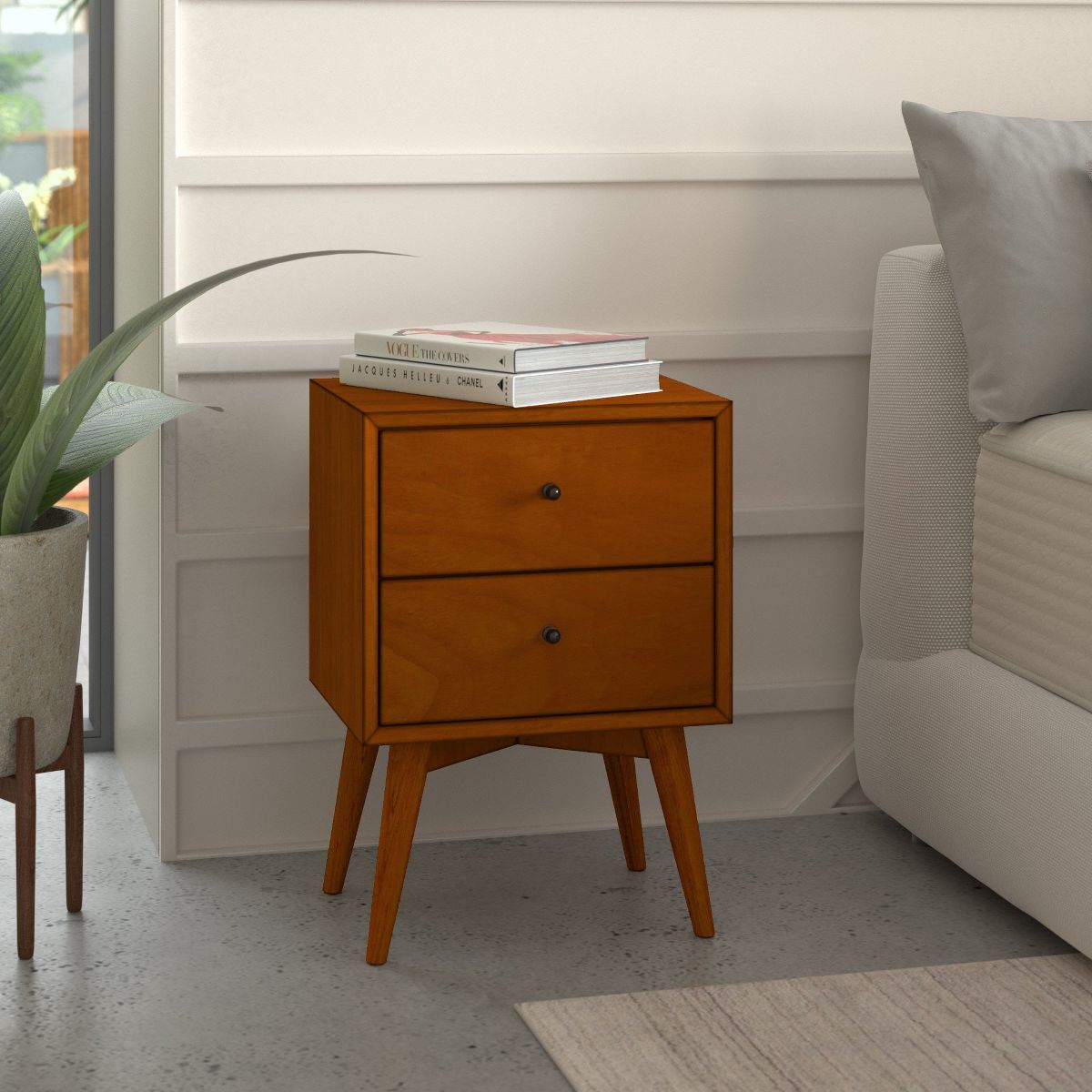Flynn 2-Drawer Nightstand in Chestnut | Alpine Furniture - thumbnail 2