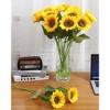 Attop Artificial Sunflower Flowers Long Stem Silk Fake Large Sunflowers Decoration for Outdoor Home Yellow Decor 6PCS - 2 of 4