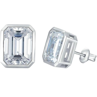Donatello Gian Sterling Silver Emerald Cut Earrings - 2 Color Options