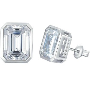 Donatello Gian Sterling Silver Emerald Cut Earrings - 2 Color Options - 1 of 2