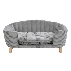 OUTSUPPLY Modern Dog Bed for Small Dogs, Plush Tufted Pet Bed with Birch Wood Legs - 1 of 4
