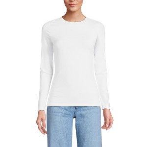 Lands' End Women's Plus Size Lightweight Jersey Skimming Long Sleeve Crew Neck T-shirt - 1 of 4