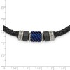 Chisel Stainless Steel Brushed and Polished Black and Blue IP-plated Black Rubber Leather Necklace 20" - 4 of 4