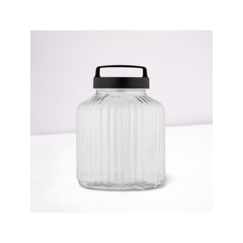 Amici Home Franklin Glass Airtight Kitchen Canister, For Organization of Flour, Sugar, Nuts, and Other Dry Goods, Black Metal Cover ,144 oz., 2 of 5