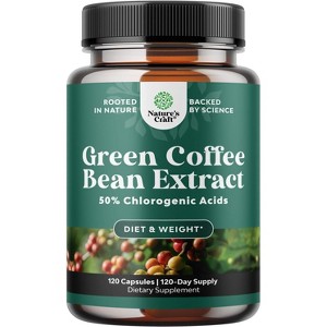 Green Coffee Bean Extract, Weight Loss Pills for Women & Men, Appetite Suppressants with Chlorogenic Acid, Herbal Fat Burner, Nature's Craft, 120ct - 1 of 4