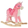 Qaba Rocking Horse, Kids Ride on Horse, Unicorn Design with Wooden Base, Tail Wag & Sounds for Toddlers 3-6 Years Old, Pink - 4 of 4