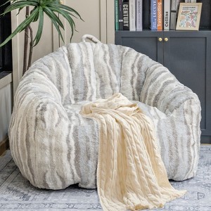 Hooseng Giant Bean Bag Chair, Faux Fur Large Bean Bag Chair with Filler, Bean Bag Couch for Adults, Oversized Arm Chair with Memory Foam - 1 of 4