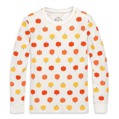 Primary Kids Organic Long Sleeve Pj Top In Candy Pumpkins