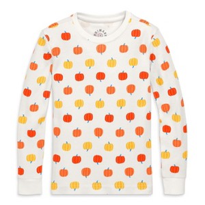 Primary Kids Organic Long Sleeve Pj Top In Candy Pumpkins - 1 of 3