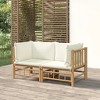 vidaXL Patio Corner Sofas Set - Bamboo Furniture with Cream White Cushions, Natural Oil Finish, Modular Design, Outdoor Lounge Set, Easy to Assemble - 2 of 4
