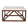Kate and Laurel Truss Square MDF Coffee Table, 36x36x18, White and Walnut Brown - 2 of 4