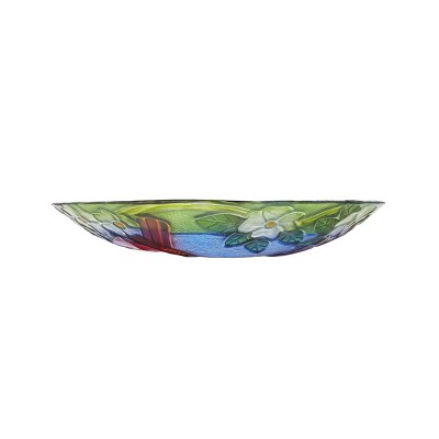 18" Multicolor Glass Bird Bath with Stand