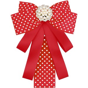 INSPIRE CHIC Women's Shirt Decoration Polka Dots Bow Ties Ribbon Brooch Pin 1 Pc - 1 of 4