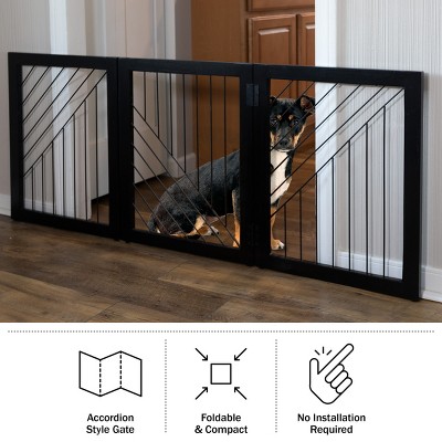 Black Metal 3-Panel Freestanding Pet Gate
