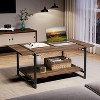 41" Rectangular Coffee Table with 2-Tier Storage, Walnut Brown Top & Black Steel Frame, Sturdy & Space-Saving for Living Room, Office, Apartment - 4 of 4