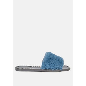 Geese Faux Fur Diamante Detail Jelly Women Flats - 1 of 4