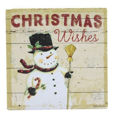 Festive Christmas Stone Coaster Set with Wire Holder
